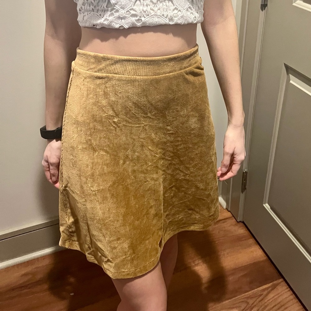 Tan corduroy high waisted skirt